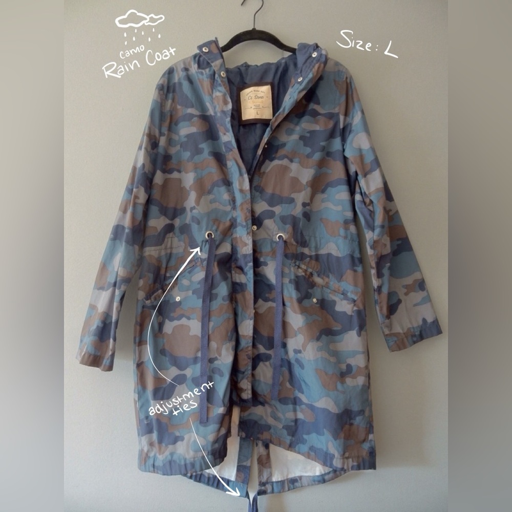 Blue-Camo Trench Raincoat